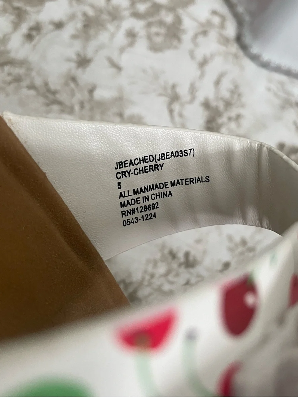 Steve Madden White Cherry Print Buckle Slide Sandals